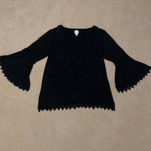 Black lace embroidered top II size Large